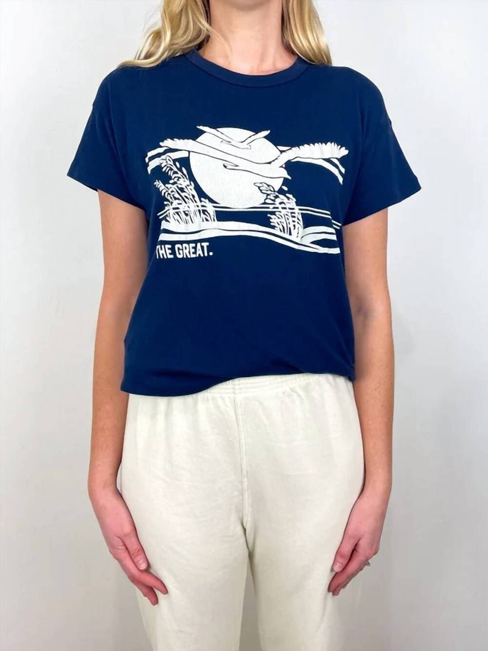 NEW THE GREAT. boxy everglade tee top in navy